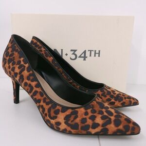 On 34th Jeules Leopard Stiletto Slip On Pointed Toe Pumps Womens Size 6.5 M